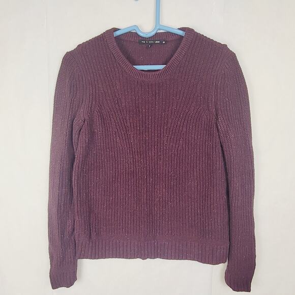 Rag and Bone purple speckled ribbed sweater Size XS womens Cozy Grunge Classic - Picture 1 of 8